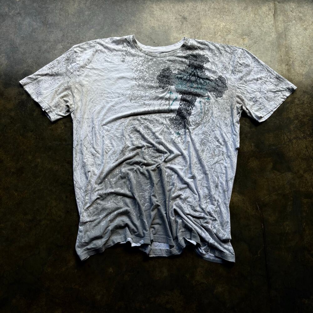 Vintage‎ Y2K Baggy Faded Affliction T-shirt